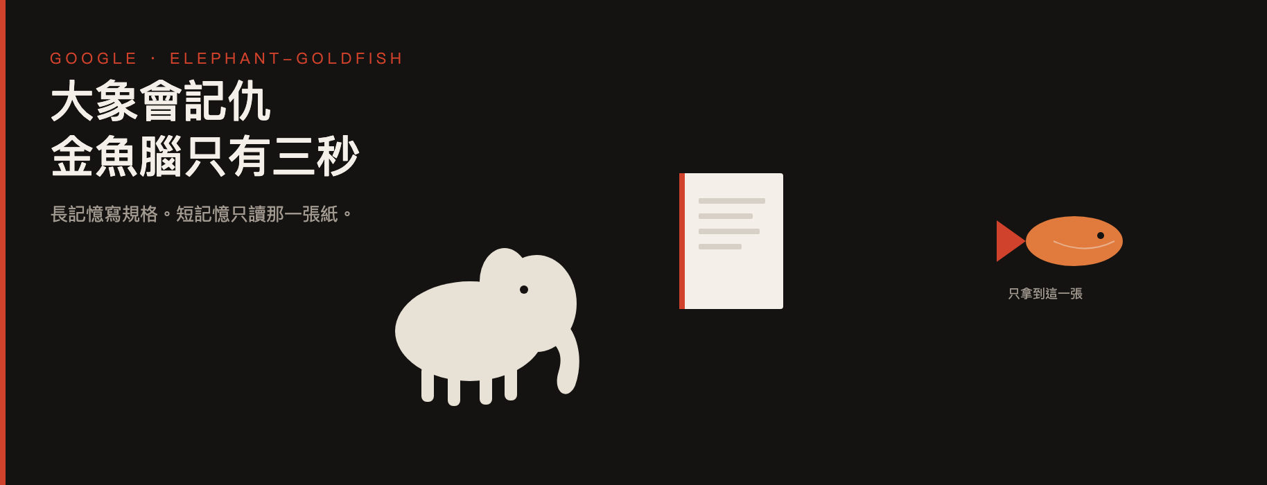 大象會記仇，金魚腦只有三秒：Google 的 Elephant-Goldfish